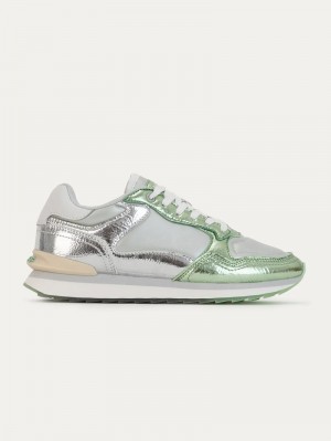 Women's HOFF Iron Sneakers Silver / Green Philippines | J6T-3286