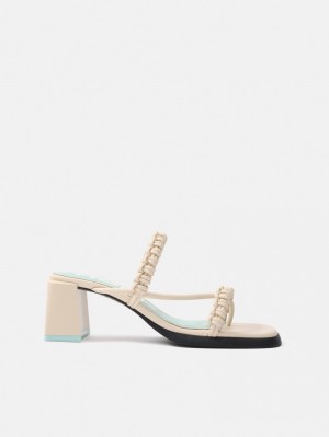 Women's HOFF Monaco Mid-heel Sandals Off White Philippines | O0Z-7628