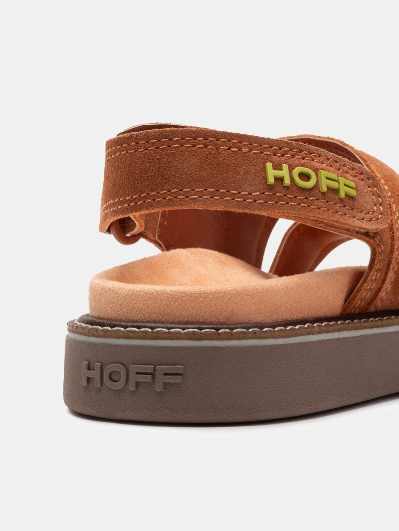 Women's HOFF Leather Road Sandals Brown Philippines | S9D-5895