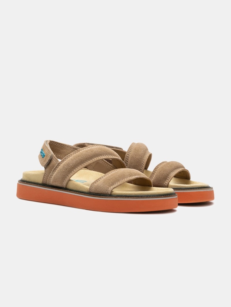 Women's HOFF Leather Road Sandals Camel Philippines | T8I-8212