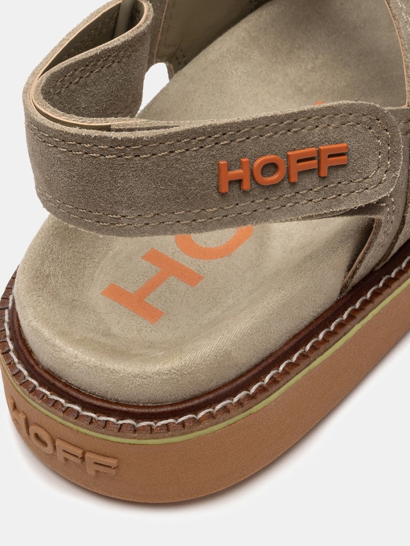 Women's HOFF Leather Road Sandals Khaki Philippines | X1T-5215