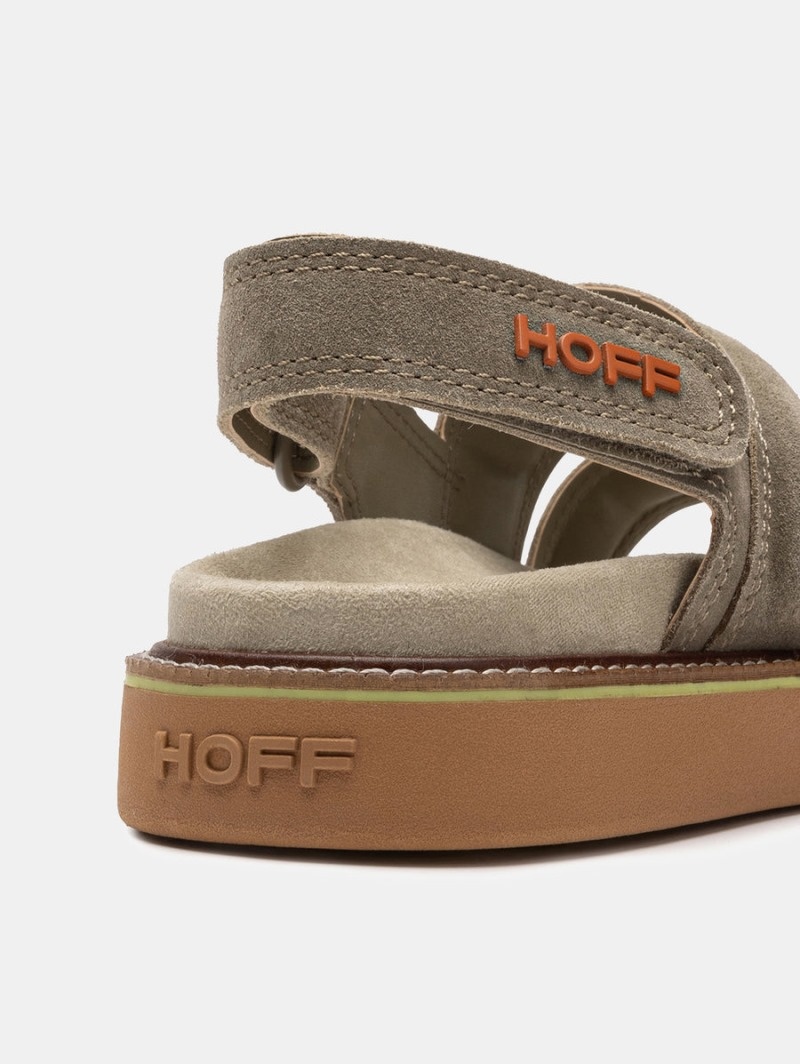 Women's HOFF Leather Road Sandals Khaki Philippines | X1T-5215