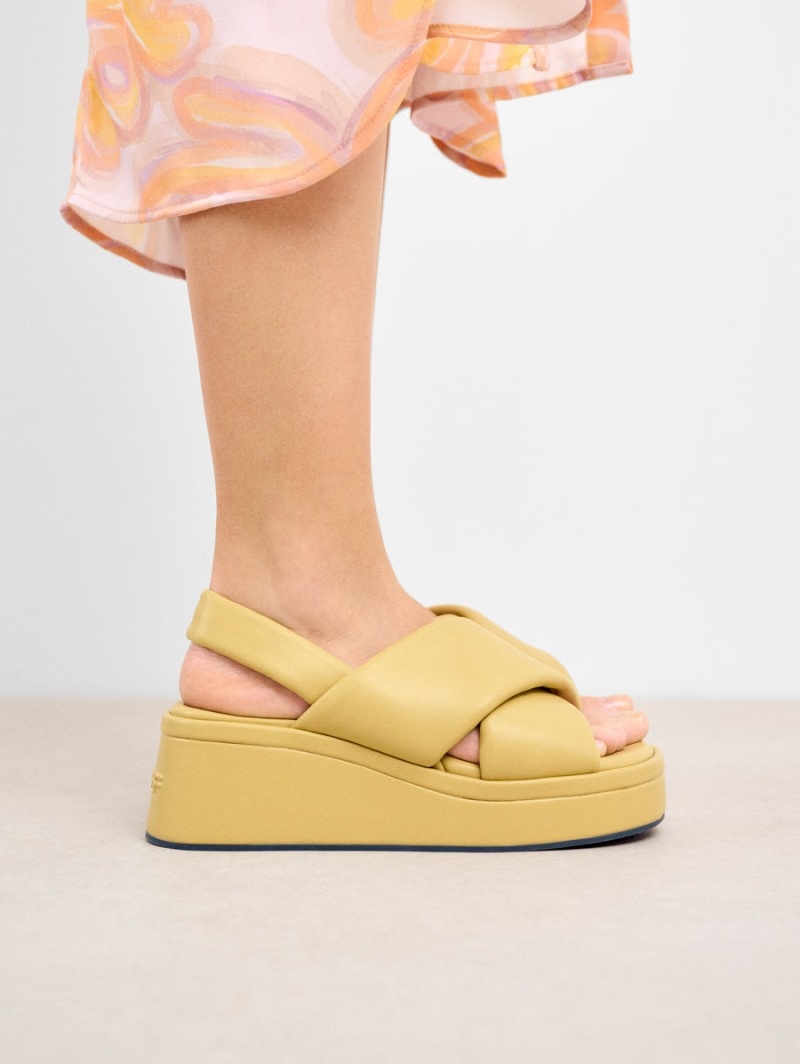 Women's HOFF Mahon Wedge Sandals Yellow Philippines | M7T-0432