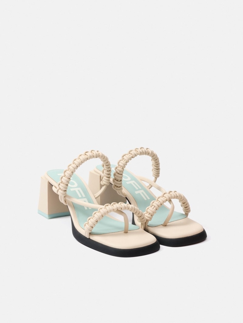 Women's HOFF Monaco Mid-heel Sandals Off White Philippines | O0Z-7628